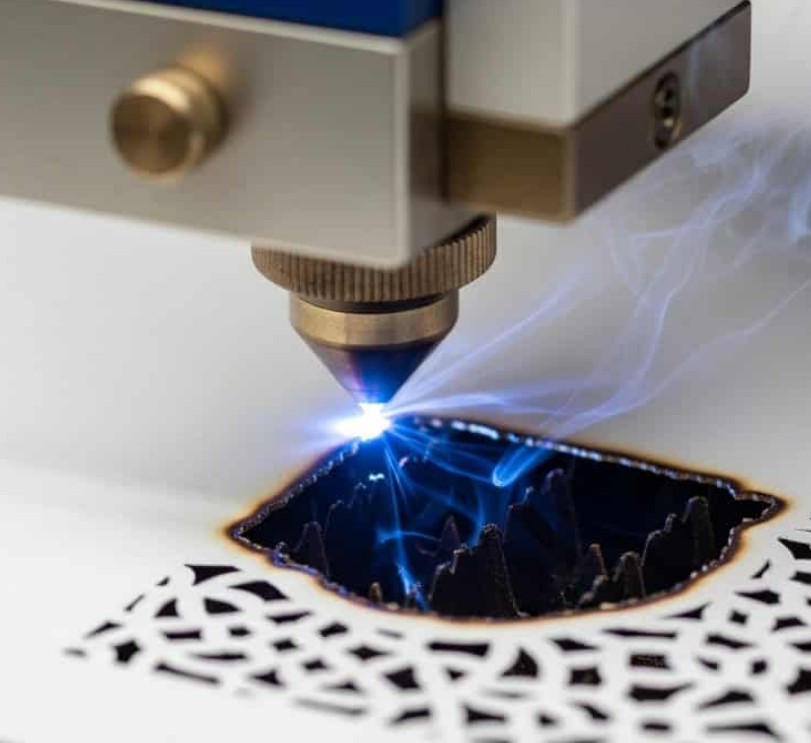 Laser cutting capability factors including source material head and gas