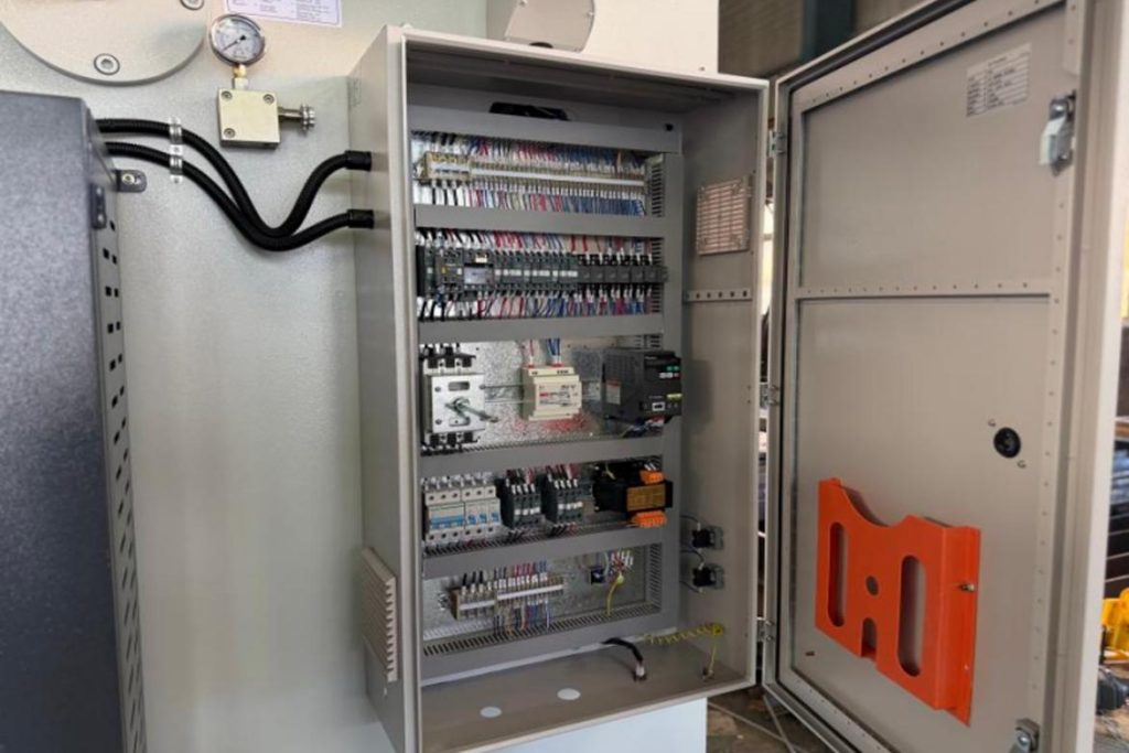 Press brake electrical cabinet inspected during planned maintenance