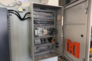 Press brake electrical cabinet inspected during planned maintenance