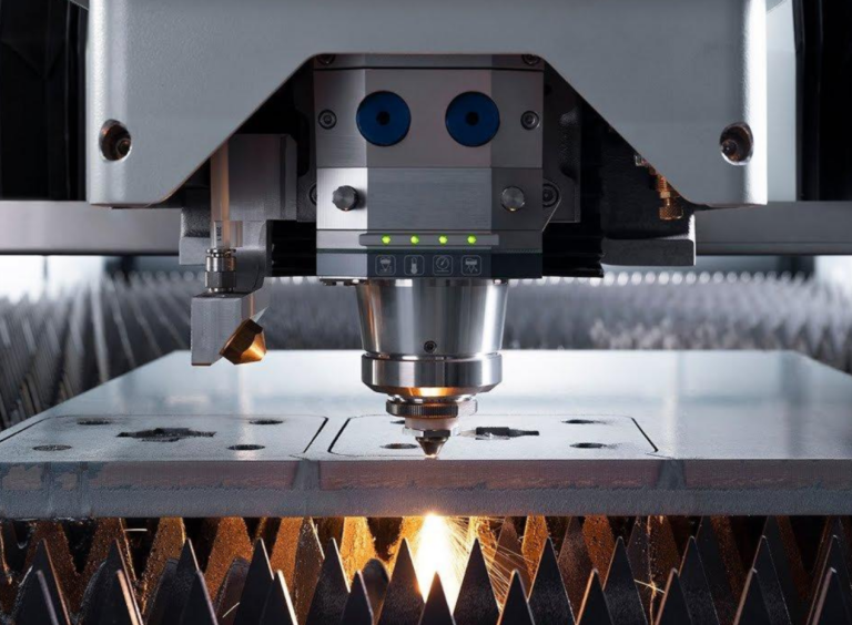 Diagram of a sheet metal fiber laser cutting system