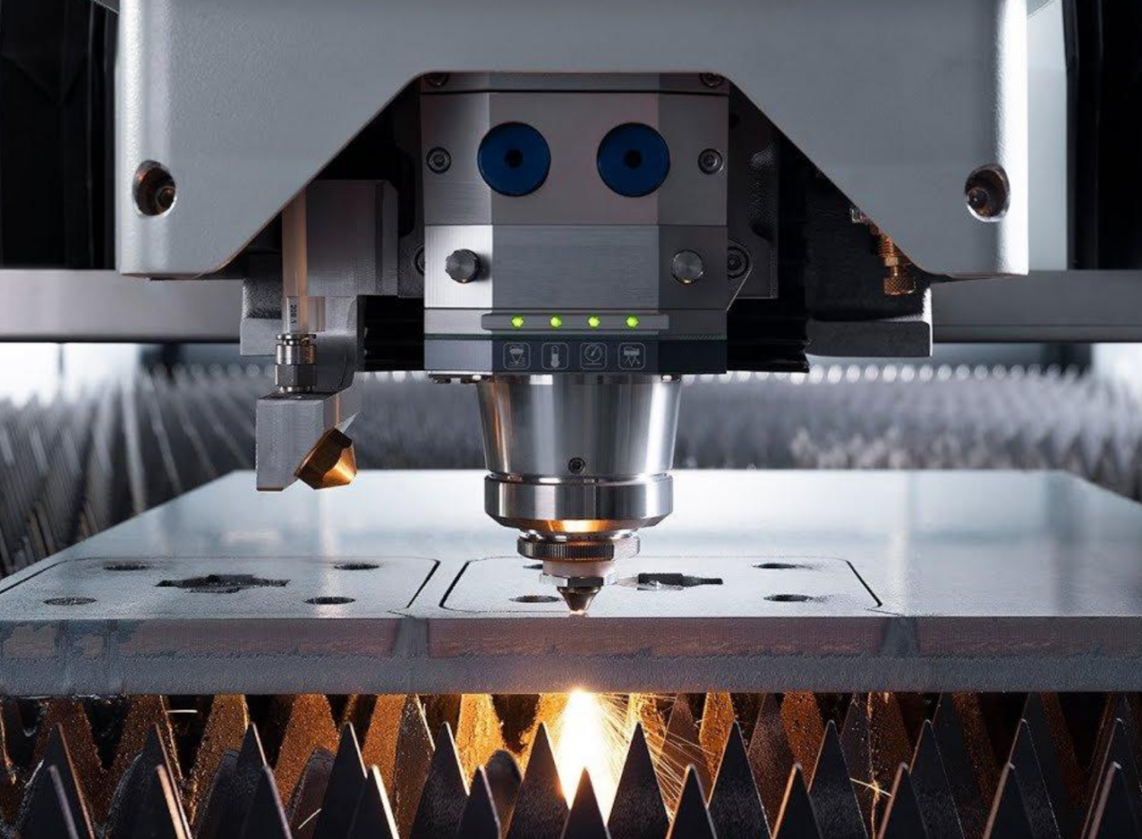 Diagram of a sheet metal fiber laser cutting system
