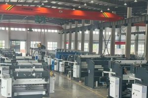 Rows of BEIGEMA press brakes on the factory floor