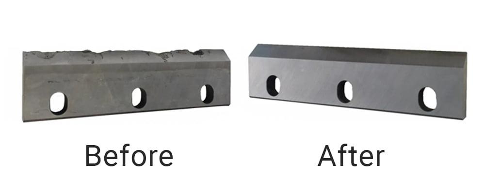 Shear blade before and after professional sharpening