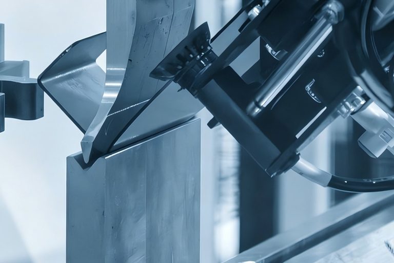 Press brake tooling and a gripper holding a bent sheet-metal part