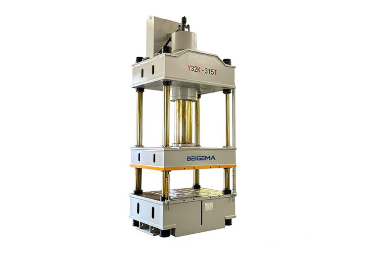 BEIGEMA Y32K-315T four-column hydraulic press with its upper beam, columns and slide