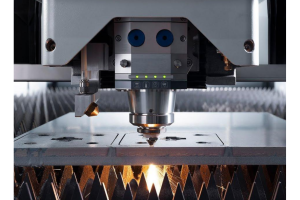Diagram of a sheet metal fiber laser cutting system